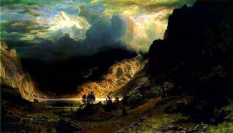 Albert Bierstadt Storm in the Rocky Mountains Norge oil painting art